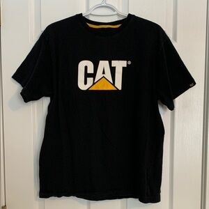 CAT®️ Black T-shirt Men’s size large 100% Soft Cotton Caterpillar Brand Vintage